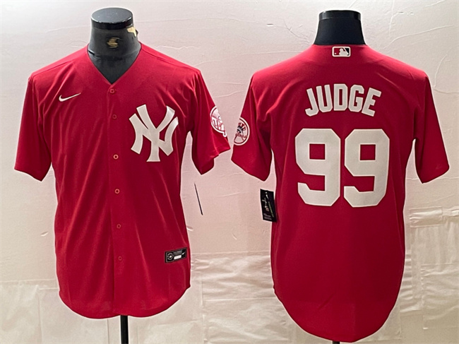 Men's New York Yankees #99 Aaron Judge Red Cool Base Stitched Baseball Jersey